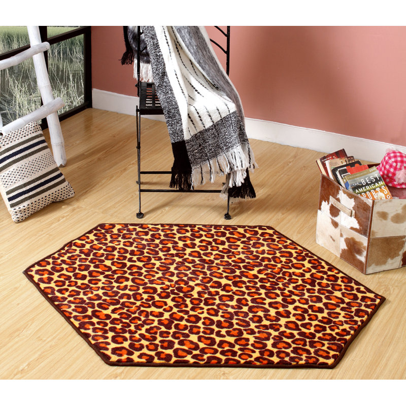 Cheetah Real Area Rug For Living Room, Dining Room, Kitchen, Bedroom, Kids, Hexagon 7'