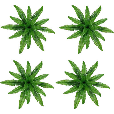 4 pièces de fougères artificielles en fougère artificielle pour l'extérieur, pour un décor de porche de jardin intérieur ou extérieur, réaliste, résistant aux rayons UV, sans entretien (M)