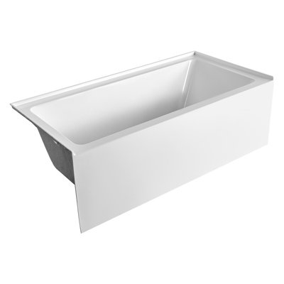 Alcove Bathtub, 60" x 30" Contemporary Alcove Acrylic Bathtub, Soaking Bath Tub with Left Hand Drain and Overflow Hole, Large Rectangular Deep Soak Tub for Bathroom with Integral Flange, White