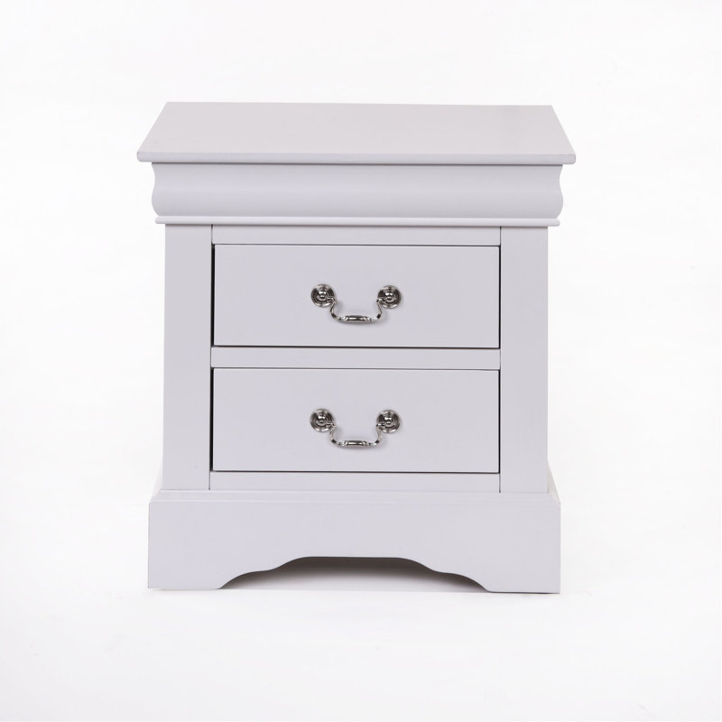 Table de chevet blanche Sleek Iii - Pièce de chambre fonctionnelle à finition moderne avec deux tiroirs pour