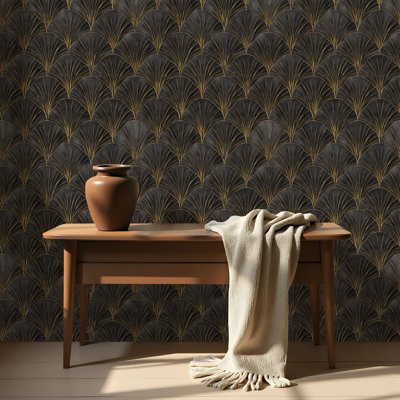 Murale pelez et collez amical Art déco en vinyle noir avec motif géométrique amovible amovible pour la salle de bain