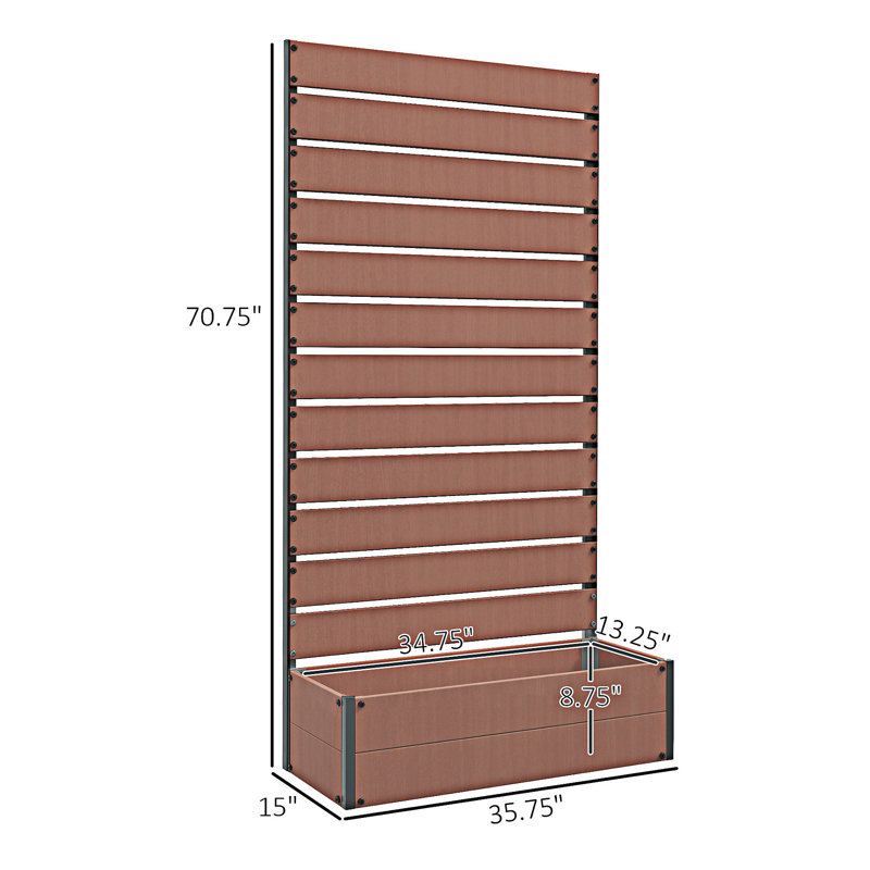 Raised Garden Bed Planter Box With Trellis, 70.76" H x 35.76" W x 15.01" D, Brown