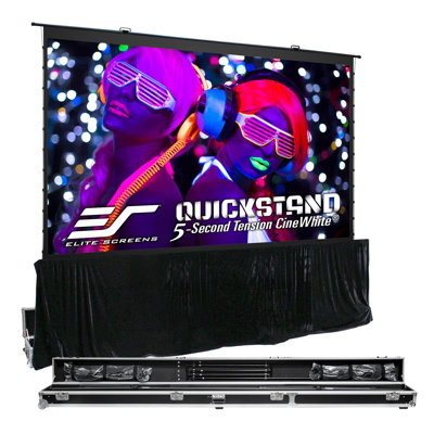 Quickstand 5-second Tension, 145" Diag, 16:9, Floor Pull Stage Case Portable Matte White Projector Screen