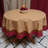 Cotton Floral Vine Round Tablecloth Gold Red Table Linen-62156980-62156977