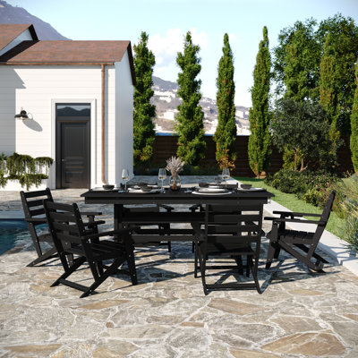 Table Adirondack commerciale toutes saisons et 6 chaises avec porte-gobelets