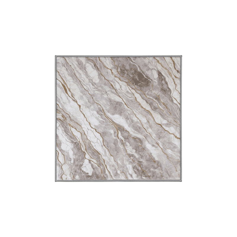 Tapis gris soyeux et moelleux, Carré 5 pi