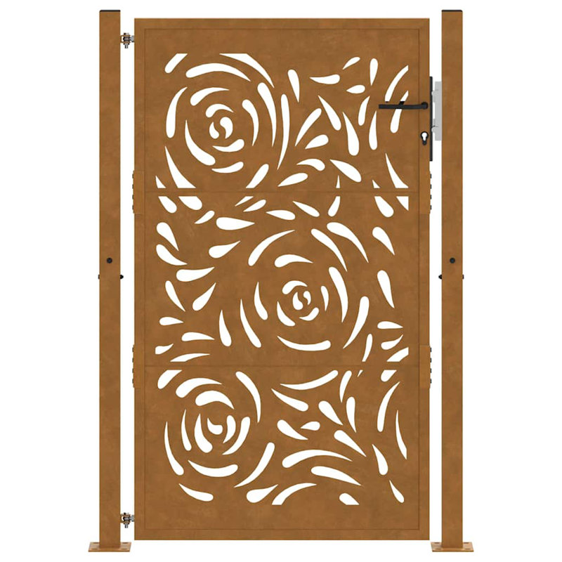  Garden Gate Steel Flame Design, Rusty, 105 x 155 cm