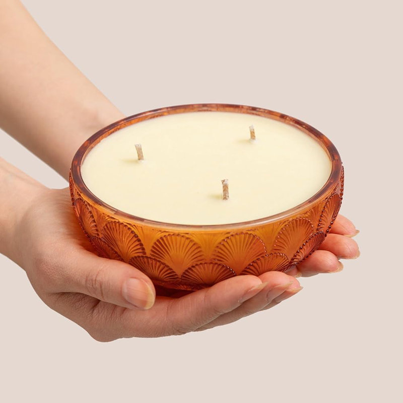 Scented Jar Candle with Glass Holder, Orange