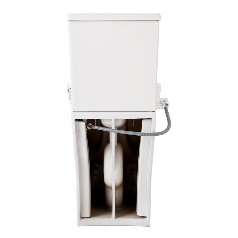 Lavrik Two-Piece Skirted Elongated Toilet with Reversible Tank - Bidet seat - White Handle, White