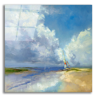 Voilier sur une plage de sable par Kasia Bruniany - peinture sans cadre