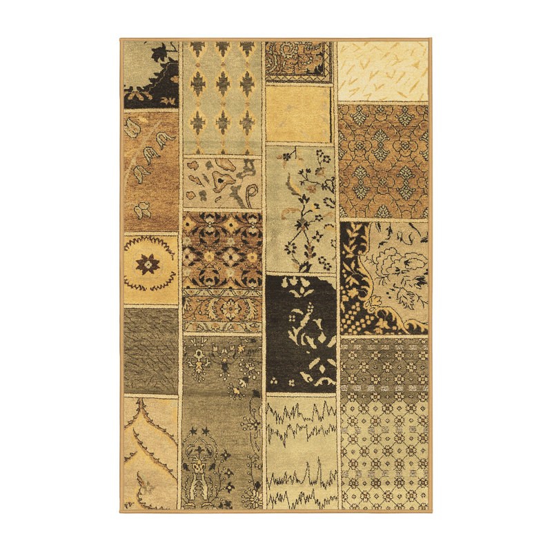 Tapis contemporains brun lavable à la machine 2627, Rectangle 2 pi x 3 pi