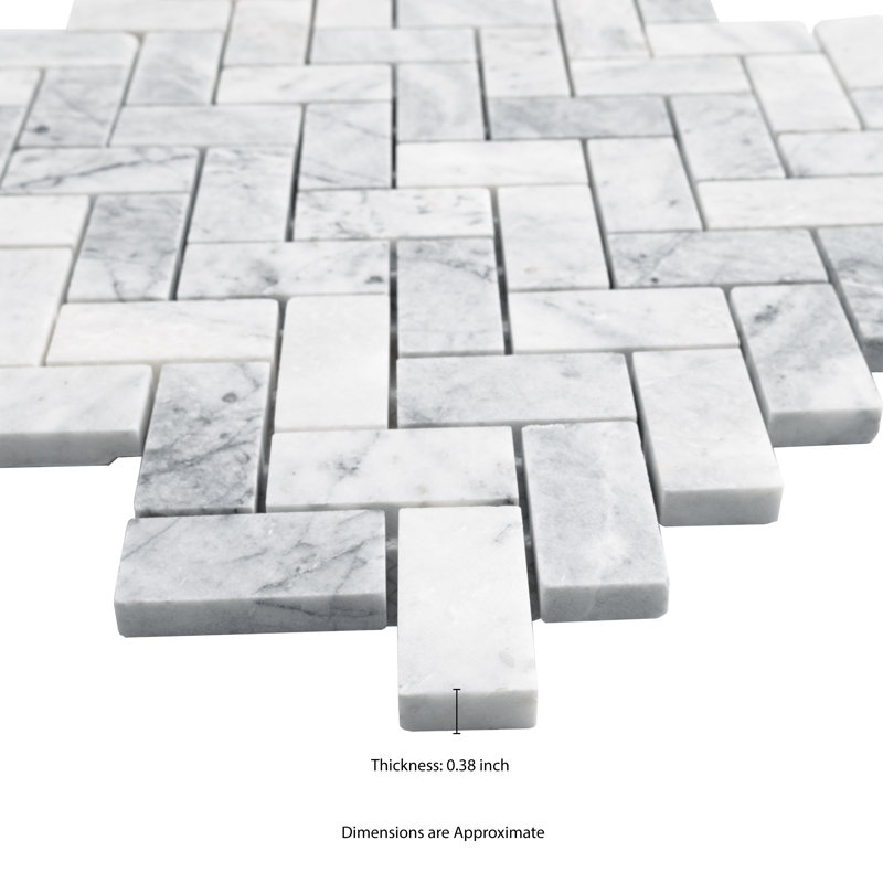 Terra Bella Herringbone 12 in. x 12 in. Honed Marble Mosaic Floor and Wall Tile