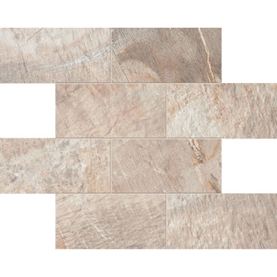Carreau de mosaïque de mur et de plancher en porcelaine empilée 3 po x 6 po Fossil