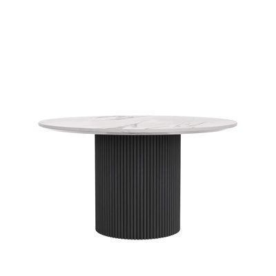 Fairmont Quartz Top Round Dining Table, White Wash Base