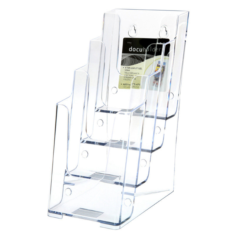 4 Tier Leaflet Holder Tri-Fold Literature Holder Clear Acrylic Wall Mountable