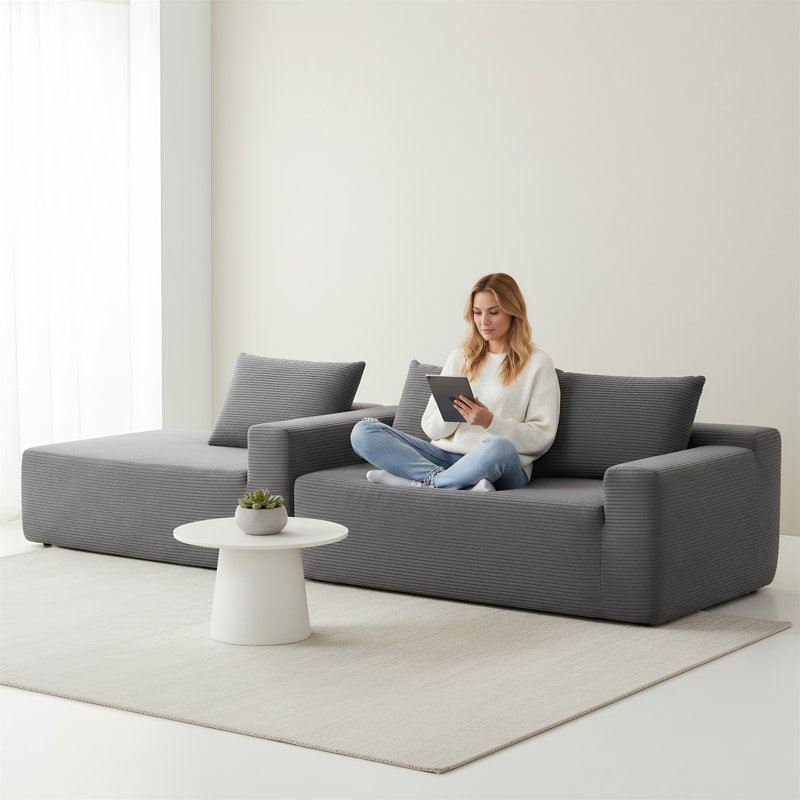 Canapé modulaire de 105,7 pouces avec fauteuil inclinable en forme de U et canapé rembourré à assise profonde