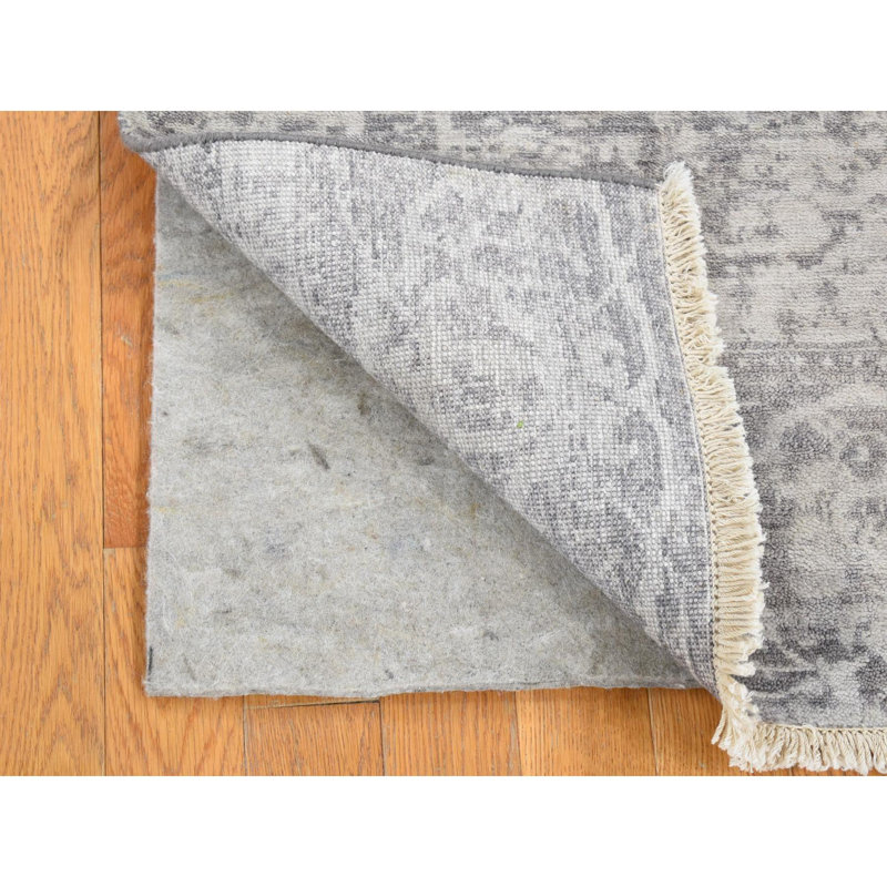Tapis unique gris noué à la main nouvel âge 2 pi x 3 pi Valeriu