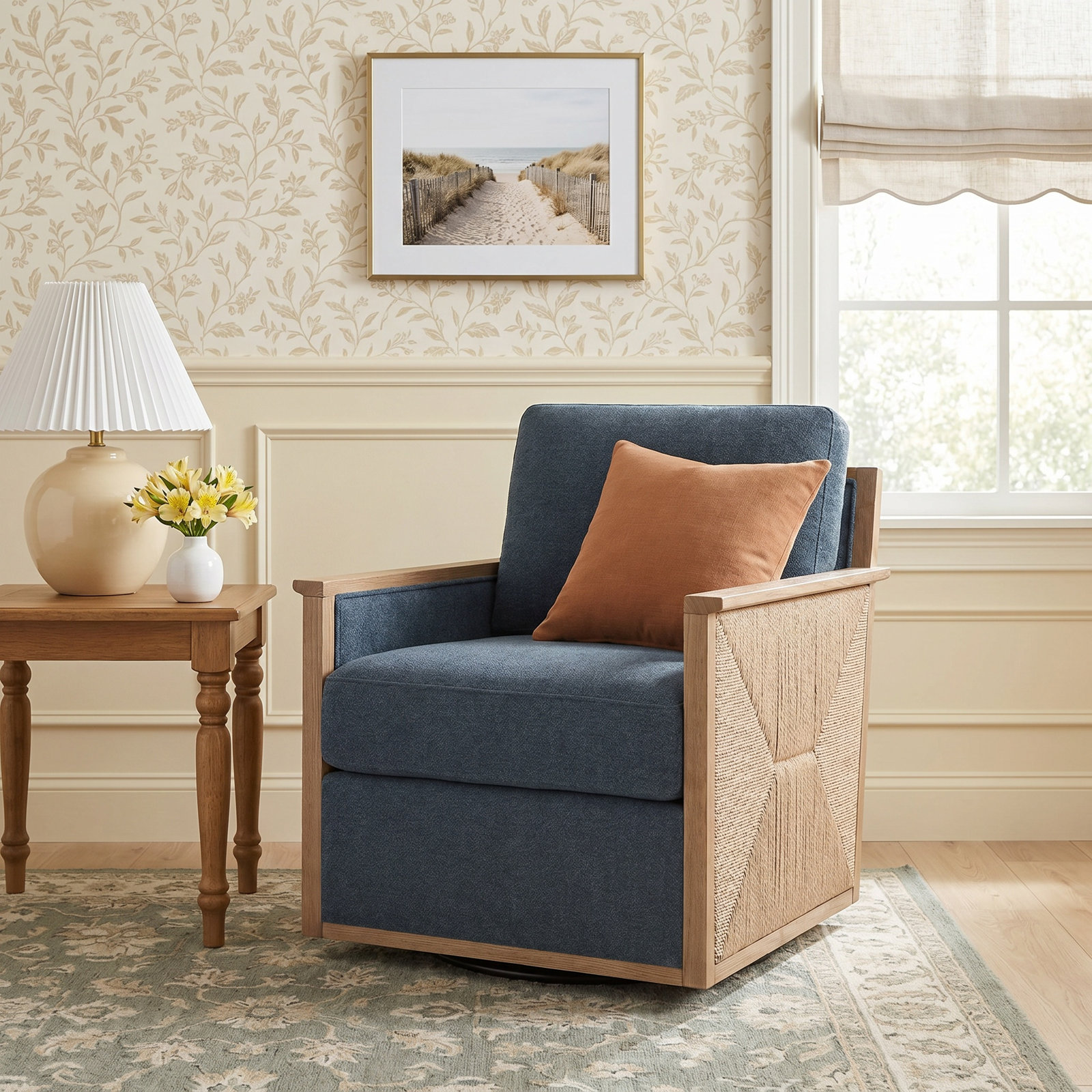 Alyncia Swivel Armchair, Blue