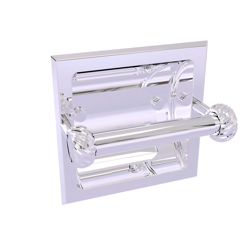 Polished Chrome Recessed Toilet Paper Holder with Twisted Accents