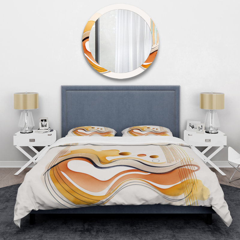 Ensemble de housse de couette en microfibre / polyester Burnt Orange Waves Abstract III