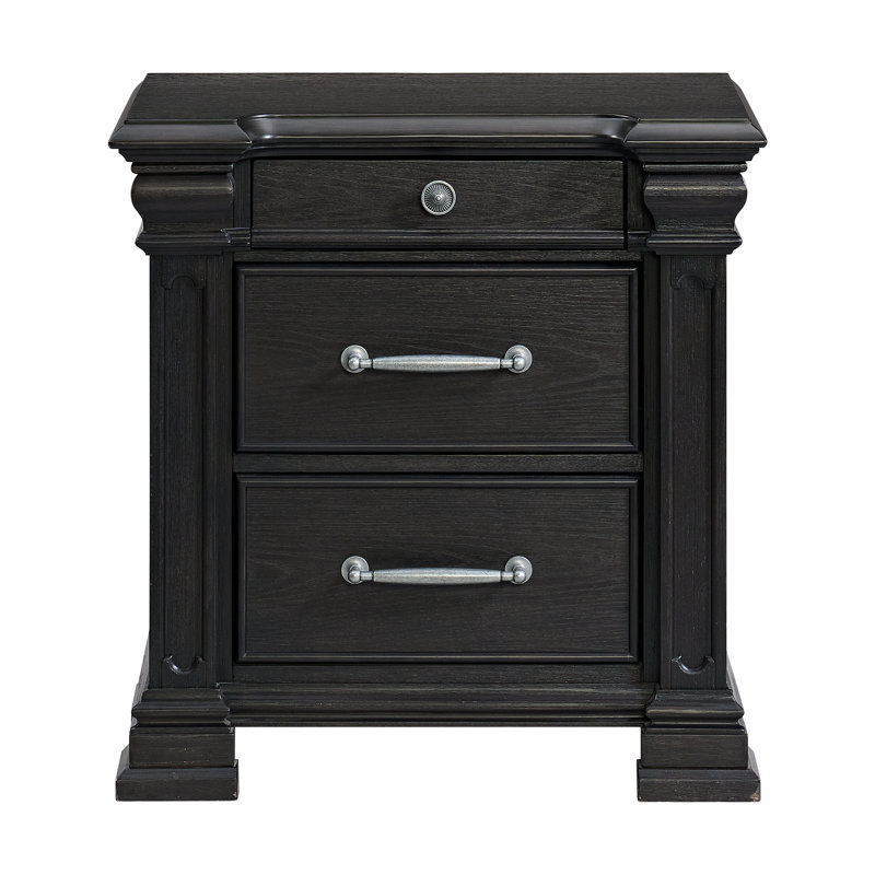 Phebe 3-Drawer Nightstand (Sliding Top) in Black