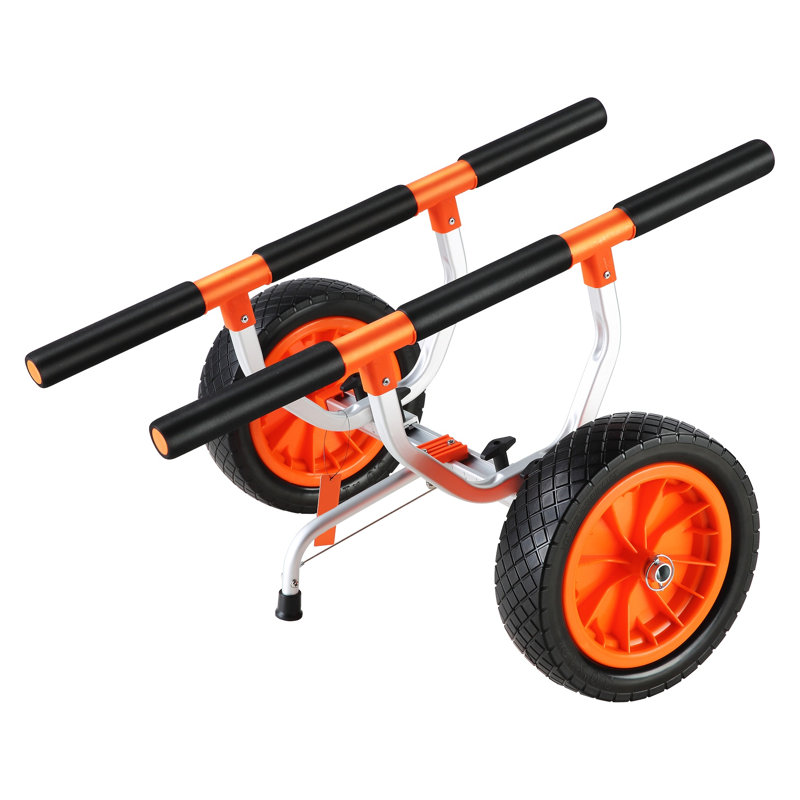 Chariot de kayak robuste avec pneus solides de 12 po - Remorque de canot en aluminium réglable et planche à pagaie (capacité de 450 lb)