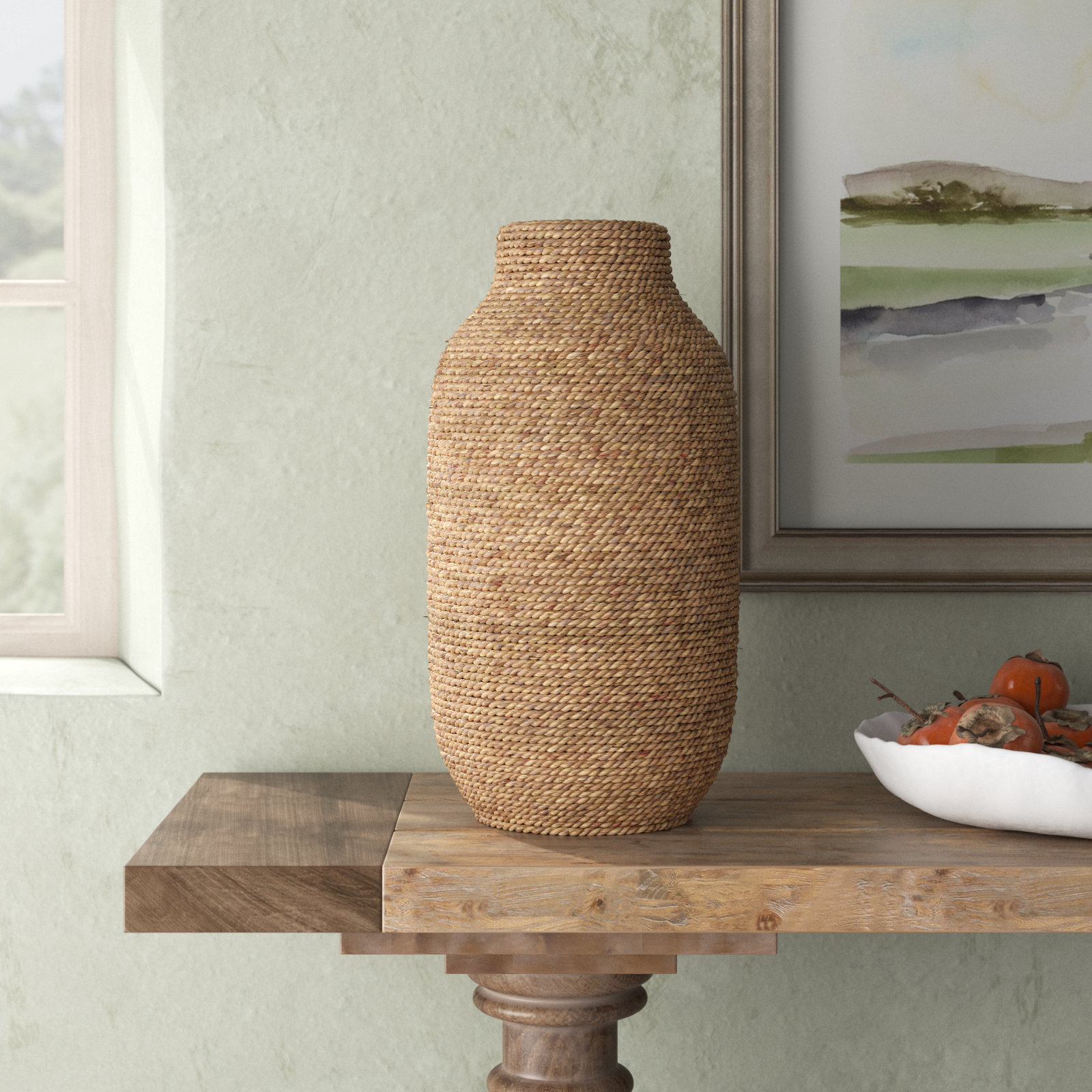 Fez Handmade Seagrass Table Vase, 19.05" H x 9.75" W x 9.75" D