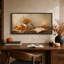 Art sur toile orange citrouille orange et fleurs séchées sur table rustique-978503048