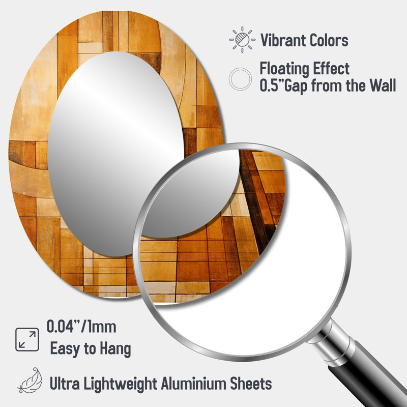 Bronze Brilliance Symetry II - Brown Oval Wall Mirror Decor, 40" x 30"