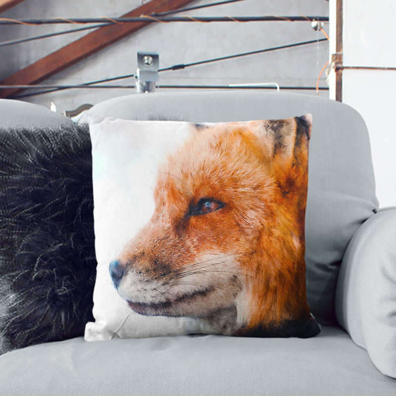 Profile of a Fox Cushion with Filling, 40cm H x 40cm W x 15cm D