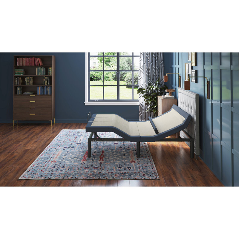 Twin Xl Adjustable Bed Base - Head/Foot Tilting, Lumbar Support, 3-Mode Massages, Led Under , 1 Touch Flat Function Tilt, Positioning, 3 Levels Massage, Underbed Lighting, Leg
