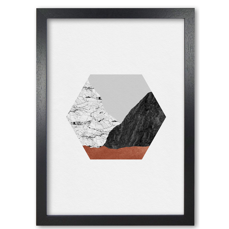 Copper Geometric I - Print, 60 cm H x 42 cm W x 5 cm D, Black Grain Frame