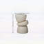 Table d'appoint empilable organique sculpturale, fibre de verre ronde texturée crème pour le salon, aucun assemblage requis
