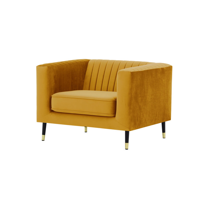 Clevenger Velvet Armchair, Mustard Yellow