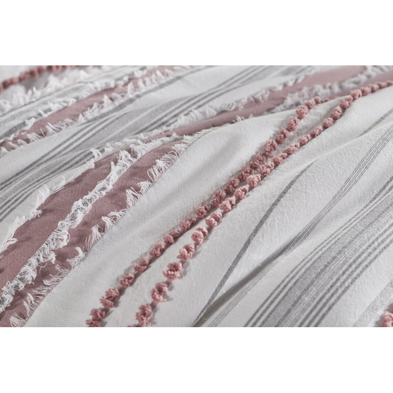 Ensemble d'édredon 100% coton Diana, Édredon pour grand lit + 2 taies décoratives, Rougir