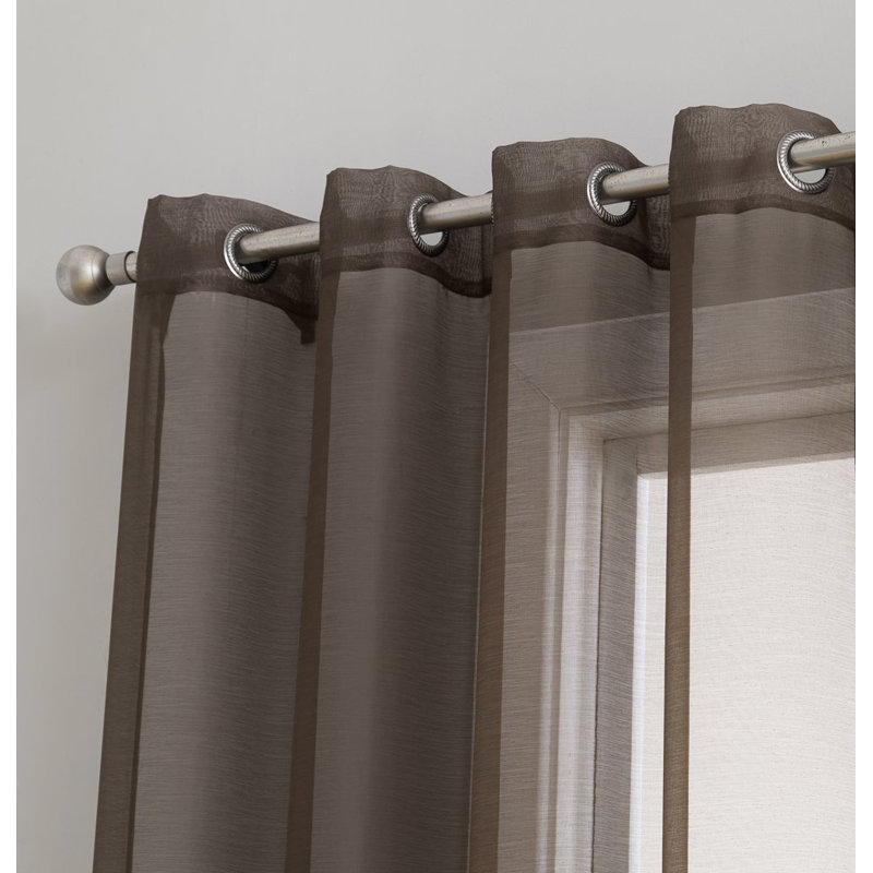 Carmille Semi-Sheer Grommet Curtain Panels, 54" W x 84" L, Chocolate Brown