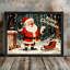 Cadre noir rétro Santa Merry Christmas Wall Art Festive Decor-1804269202
