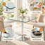 Table de salle à manger carrée moderne en verre de 98 cm (38,5 po) avec pied central en métal-1086564332