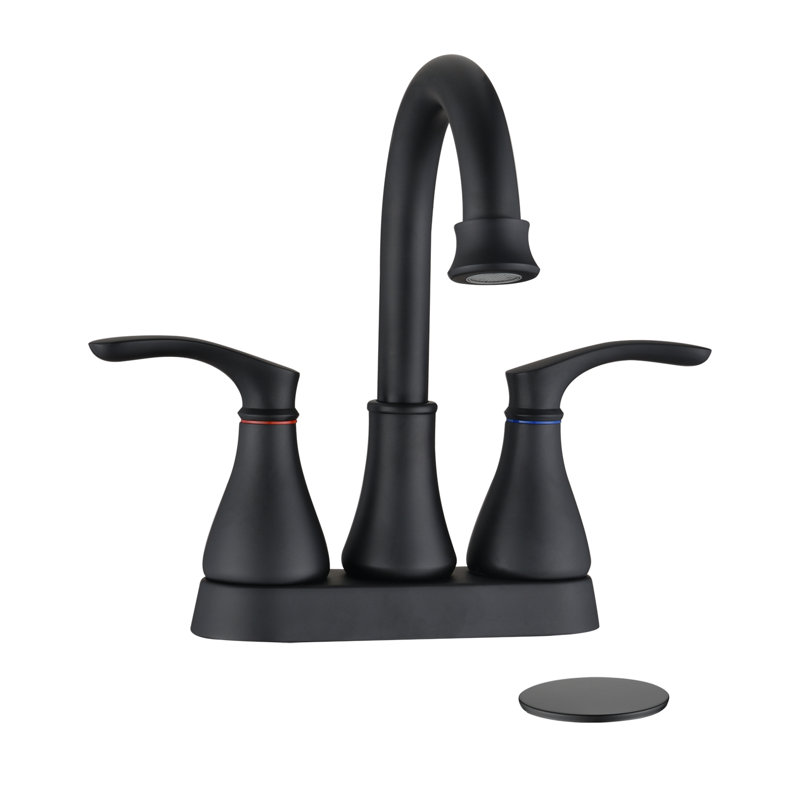 2-handle Bathroom Faucet with Drain Assembly, Matte Black