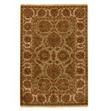 Hand Knotted Wool Oriental Area Rug in Light Green And Ivory
