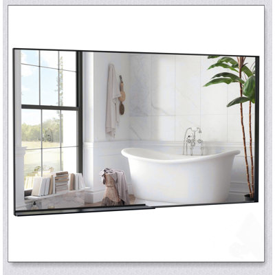 Oversized Modern Rectangle Bathroom Mirror With Frame, Large Wall Mounted Mirror For Various Rooms, Durable And Versatile