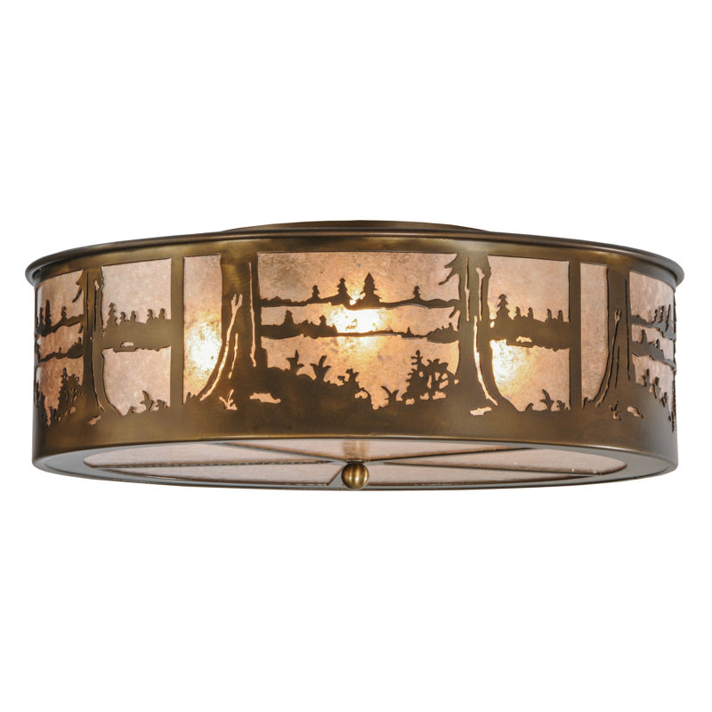 Rustic Lodge 4 - Light Flush Mount, Antique Copper, Antique Copper/Silver