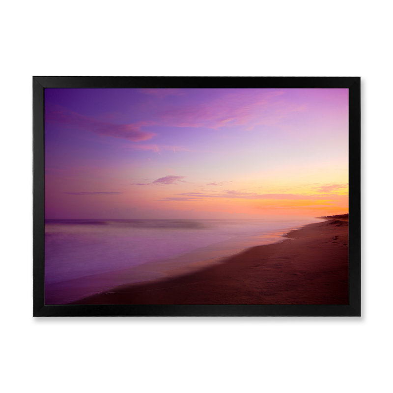 Mauve lever de soleil - reproduction d'art sur toile nautique et côtière, H 12 po x l 8 po x P 1 po, Cadre noir