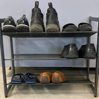 Williston Forge Steel Mesh 3-Tier Shoe Rack Gunmetal Silver