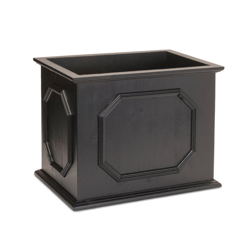 Wooden Box Planter, 11.1" H x 13.05" W x 8.25" D, Black