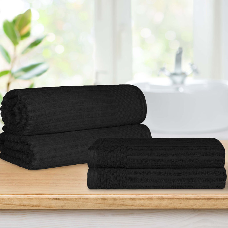 Ensemble de draps de bain 2 pièces et serviettes de bain 2 pièces, Noir