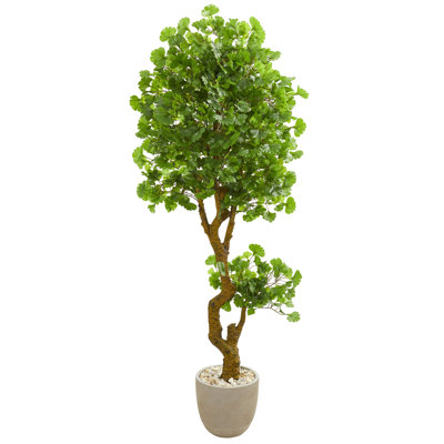6.5ft. Jingo Artificial Tree in Sand Colored Planter UV Resistant (Indoor/Outdoor)