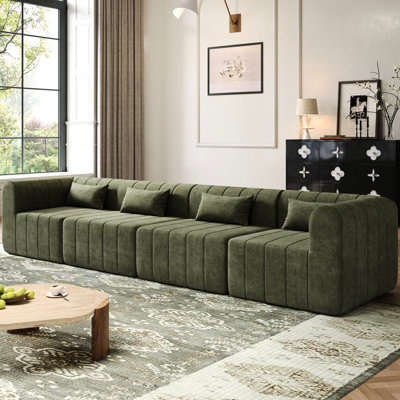 Canapé modulaire de 145,5 po, 4 pièces, 3 configurations, sièges spacieux pour la famille, rembourrage en mousse à haute résilience, assise confortable et élégante, densité