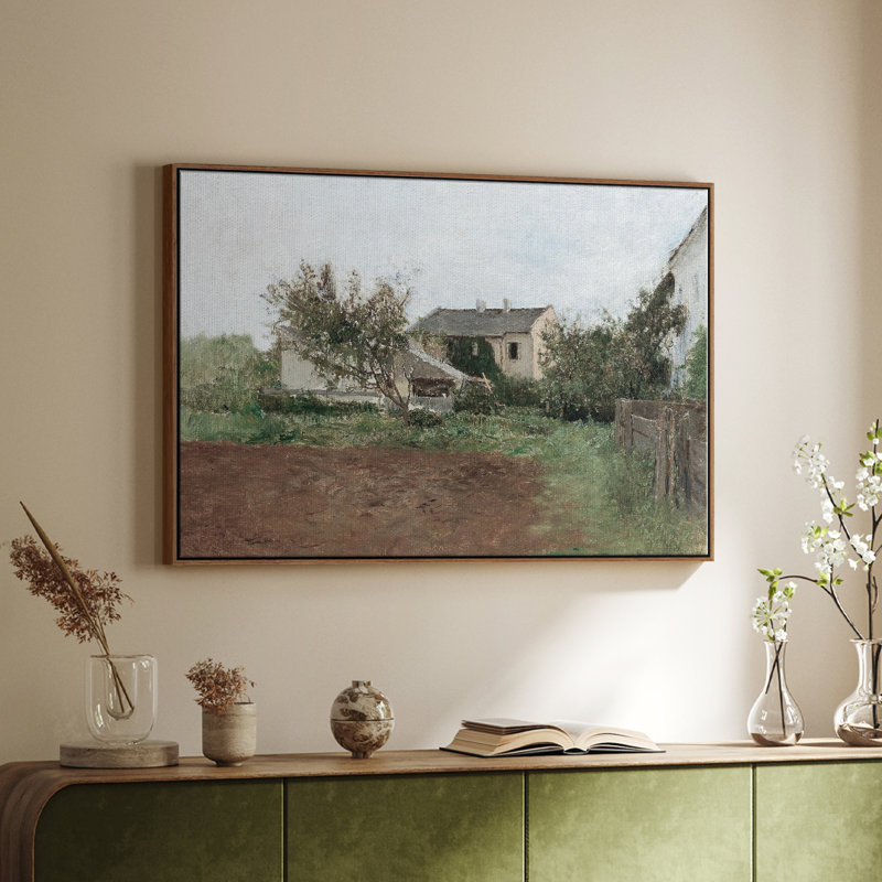 "Vintage Landscape -DCCCLxxvii" sur, Toile encadrée noyer flottant, H 27 po x l 41 po x P 2 po