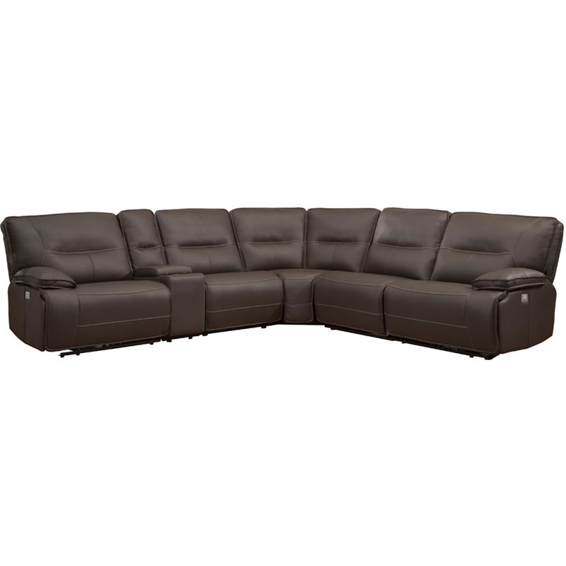 Pomona Upholstered Power Reclining L-Shaped Sectional Symmetrical, Chocolate
